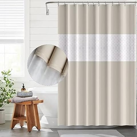 Rideau de Douche Beige Funria 180x200 cm Cover