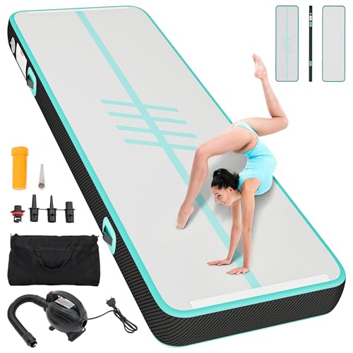 YITAHOME Air Turn - Tapis de tumbling - En fibre de carbone - 4 m - Côtés avec pompe à air - 10 cm de haut - Gonflable - Pour l'entraînement, le tumbling, le yoga, le fitness