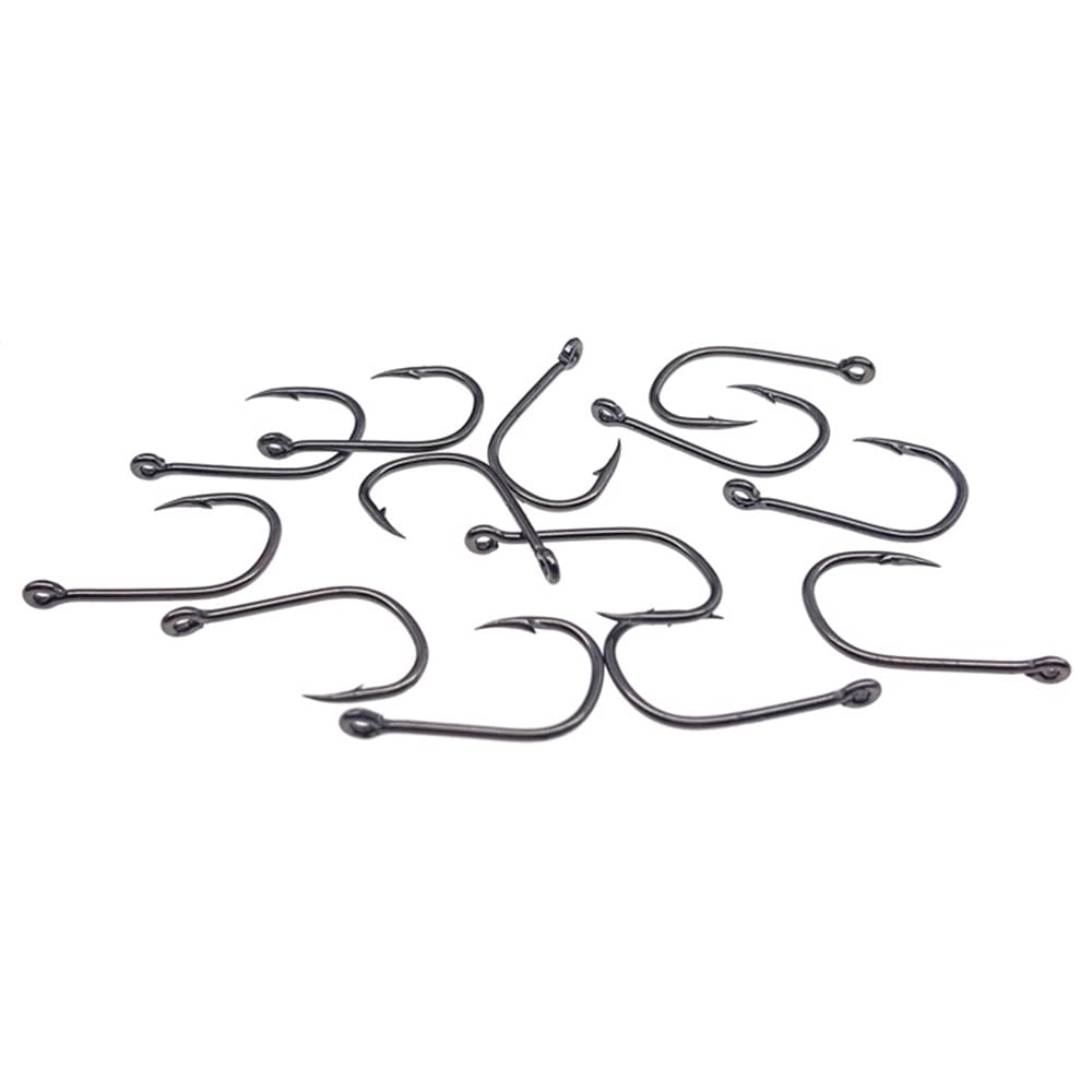 Lot De 100 Hameçons Ronds En Acier Carbone – Tailles 4 à 12, Boîte De Rangement, Pour Pêche En Eau Douce Et Salée