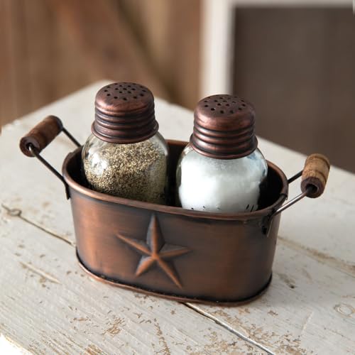 Colonial Tin Works Salt and Pepper Caddy, 5.34-inch Length, Copper,