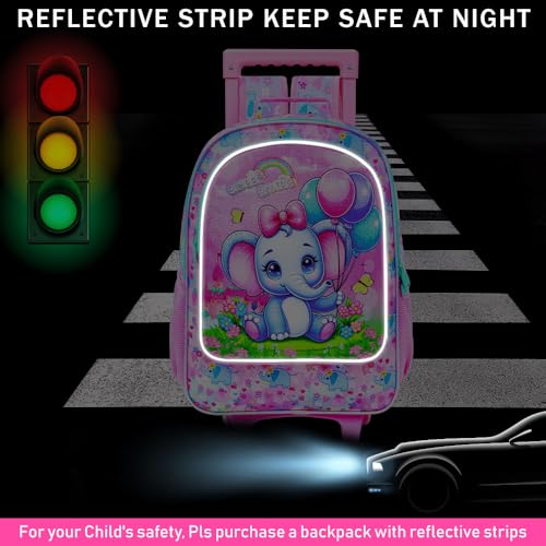 Image of CCJPX 3PCS Rolling Backpack for Girls,Kids Backpacks with Roller Wheels and Lunch Box, Wheeled Bookbag for Toddler Elementary School