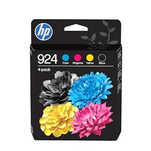 HP 924 Noir, Cyan, Jaune et Magenta, 4 Cartouches Encre Originales