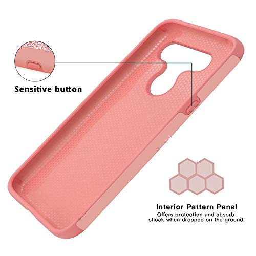 Tjs Phone Case Compatible With Lg K51/Lg Q51/Lg Reflect, With [Tempered Glass Screen Protector] Glitter Bling Cute Girls Women Design Dual Layer Heavy Duty Hybrid Cover (Rose Gold) #TOP6