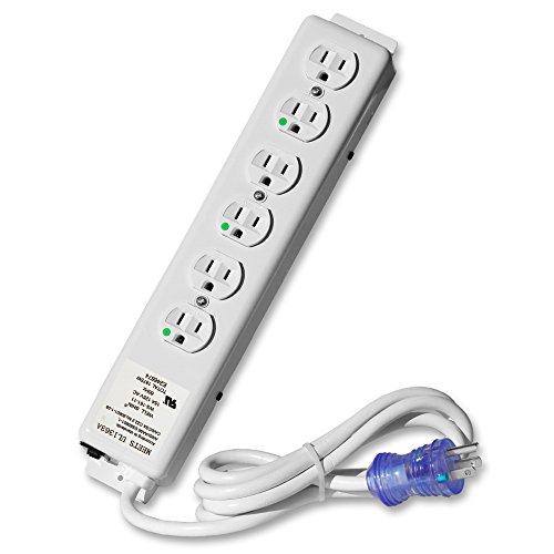6 Outlet Hospital Grade Power Strip - 15ft Cord - Medical Use UL 1363A Compliant-Tamper Resistant...