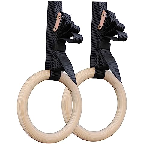 Anillas de madera para gimnasio y entrenamiento muscular miniatura 1