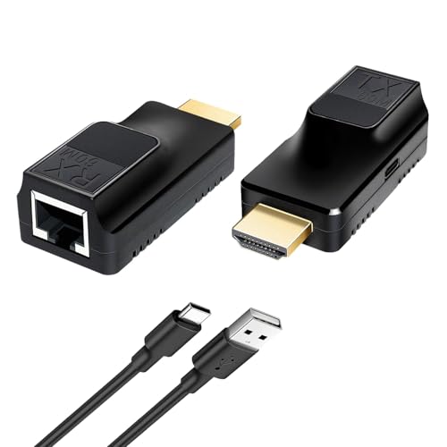 Image of MICROWARE HDMI Extender over Ethernet 60M /196ft with 1080P@60Hz 3D Repeater RJ45 to HDMI Converter Transfer Single by Cat5e /Cat6 /OFC Cable with 5V Power Adapter