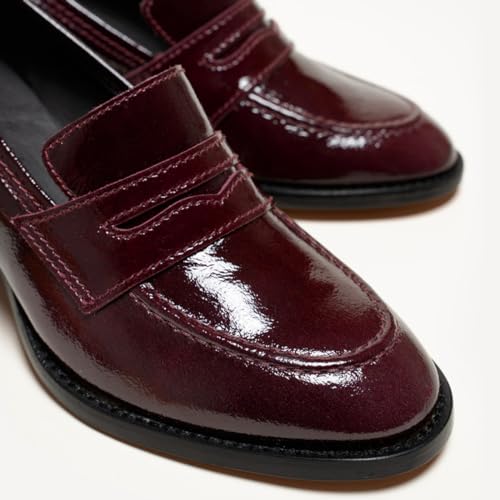 Image of SHODENSE Women Vintage Chunky Heel Loafers Pumps Platform Round Closed Toe Oxford Shoes Burnished Patent Matte Suede Slip On Dress Loafer Block Stacked Heels Office Formal Work Business 4-11 M US