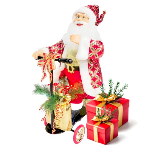 Père Noël avec scooter animé LED objet de décoration maison durable - 2