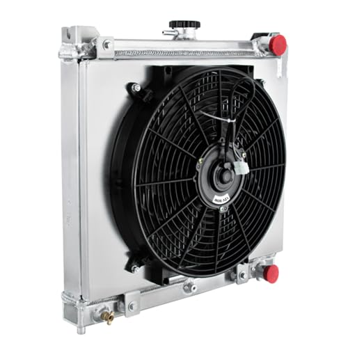 ALLOYWORKS Radiator Replacement for 1998-2017 Suzuki Jimny Sumurai SN413 HARDTOP JB 16V G13B M13A Downflow Radiators, 3 Row Aluminum Radiator Shroud 14 Inche Fan Thermostat Relay Kit, Auto & Manual