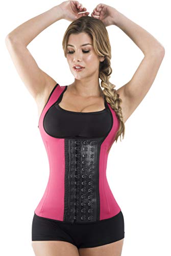 Neo Latex Waist Cincher Trainer Sauna Sports Vest Sweat 3 Hooks Fajas Colombianas Reductoras Chaleco 208R3 Medium-34 Pink #TOP1