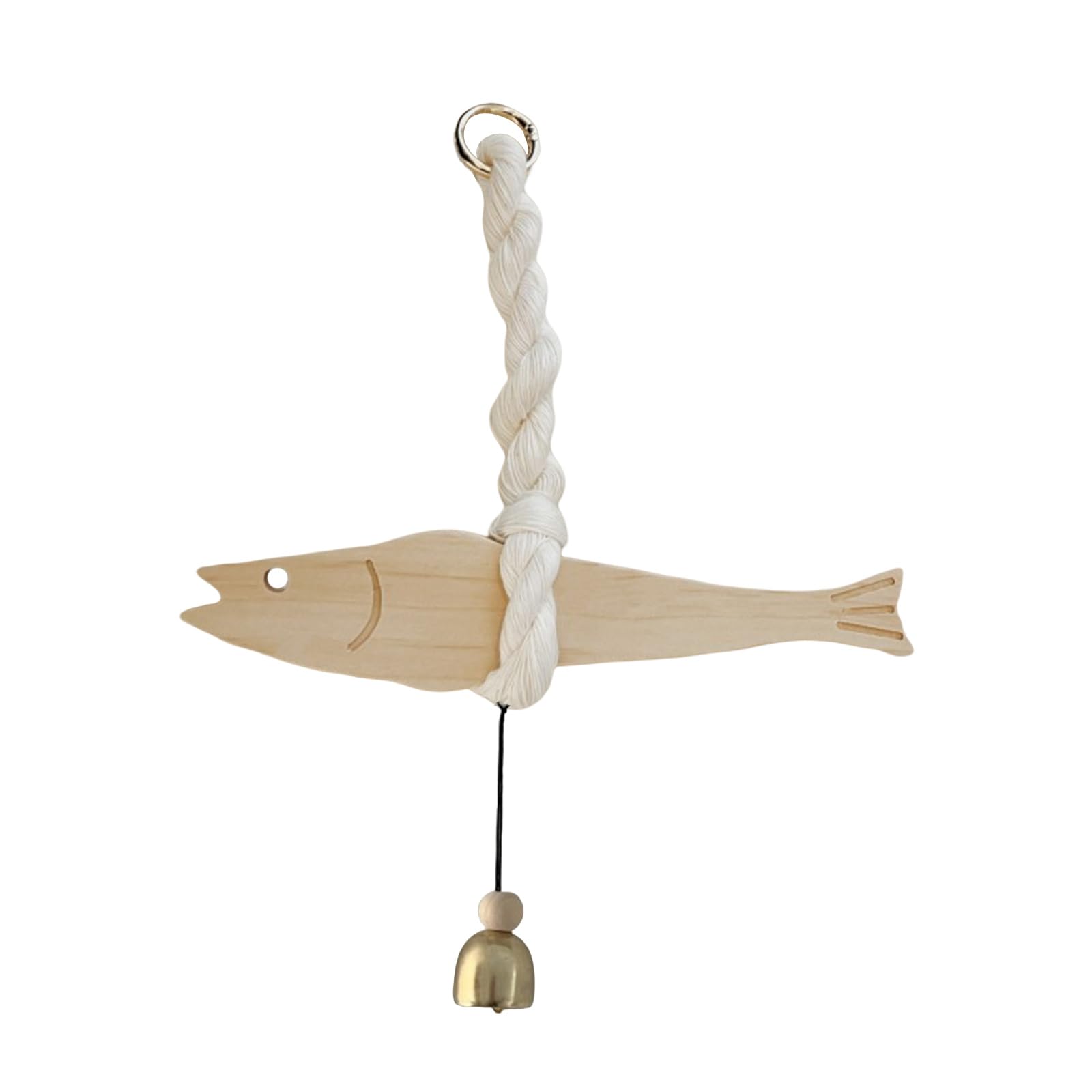 PANGBOER Wooden Fish Doorbell Hanging Ornament with Bells Door Chimes for Children Room and Home Entryway Wall Decoration Gift Hanging Chimes Decoration