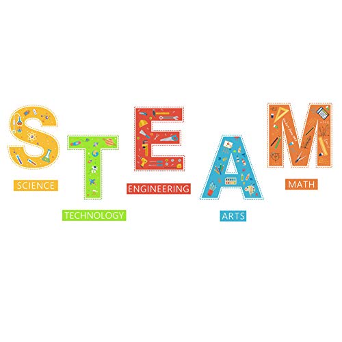 Iarttop Science Technology Engineering Arts Math Subject Lettering Wall Decal,Colorful School Supplies Wall Sticker For Classroom Nursery Study Room Decor #TOP4