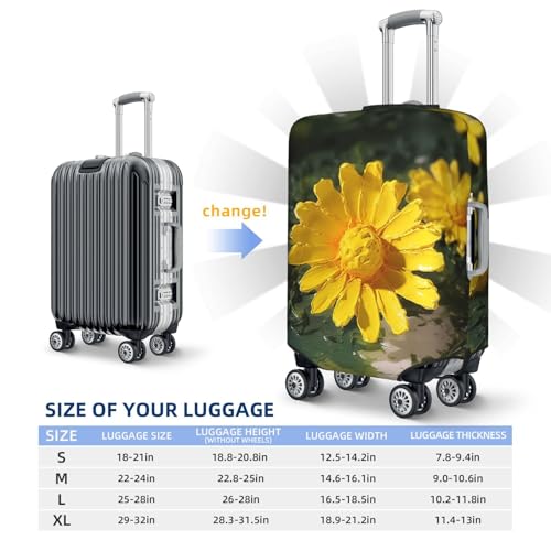 Travel Luggage Cover Suitcase Protector Elastic Washable Yellow flores Suitcase Cover Anti-scratch Spandex Baggage Covers Fits 18-32 Inch Luggage2