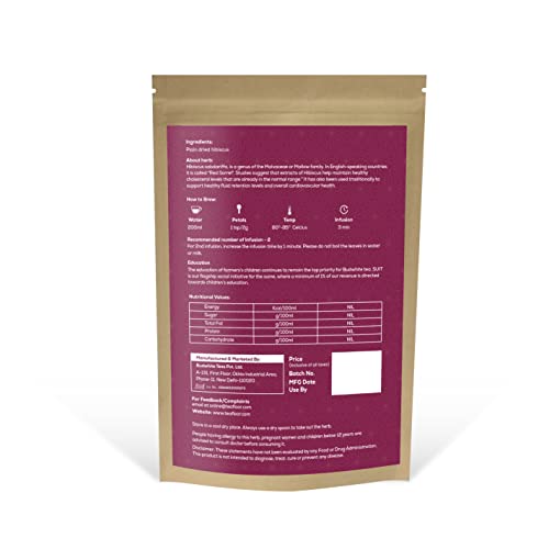 Image of TEAFLOOR 100% Dried Natural Hibiscus Flower Tea 150g (300 cups) || Whole Flower, no small pieces, Brew Hot or Iced ||
