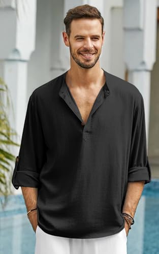 Image of Men's Solid Cotton Blend Regular Fit Mandarin /Chinese Collor Short Kurta for Men