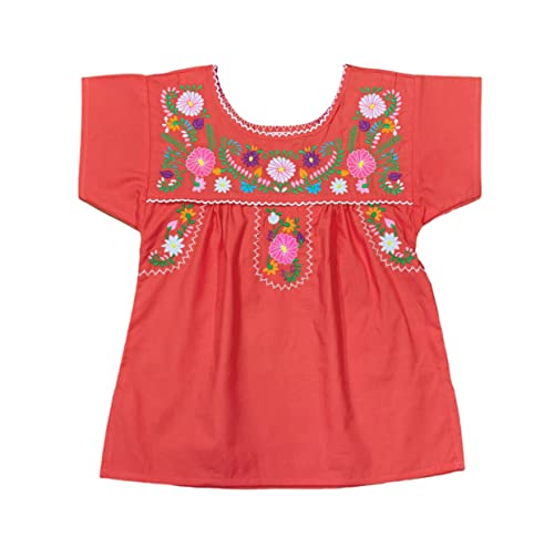 Image of unik Girls Cotton Embroidered Floral Blouse for Birthdays, Cultural Events, Cinco De Mayo