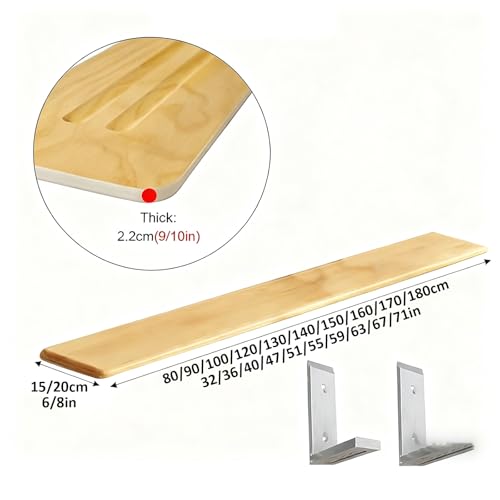 Étagère de radiateur flottante noire 140 cm, tablette bois murale