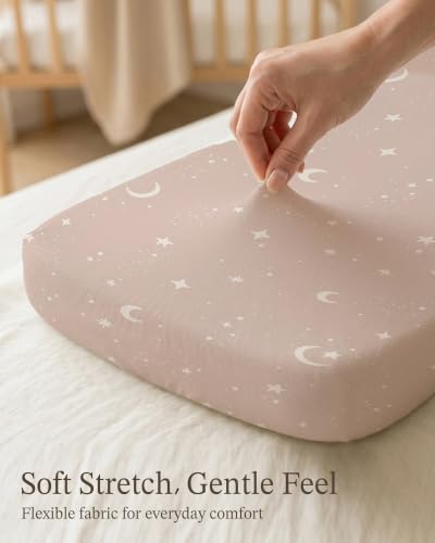 Image of Bassinet Sheets for Baby Girls Boys 2 Pack, Fitted Baby Mattress Sheet for Rectangle, Oval, Hourglass Bassinet Mattress, Breathable Cozy & Universal Fit (Elephant Dream, Bassinet Sheet)