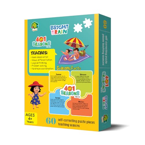 The Book Tree Bright Brain 4 in 1 Indian Seasons Jigsaw Puzzle for Kids, 60 Piece Puzzles | Educational Toy for Ages 3 and Above, Gift Box by Majestic Book Club