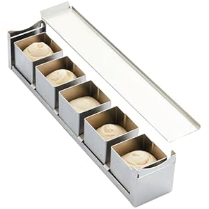 Martellato 30TCB57 Heavy Stainless Steel Pan with Lid and 5 Cube Cake Molds 2-3/8 Inch x 2-3/8 Inch x 2-3/8 Inch, Silver