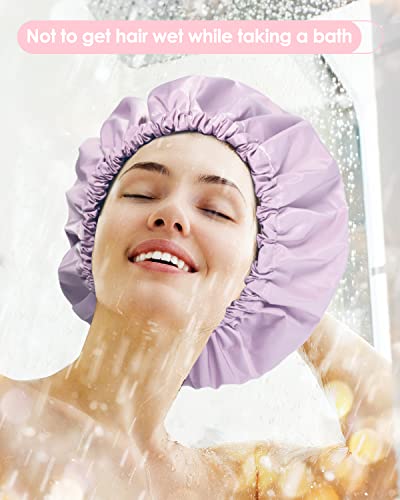 Aquior-Shower-Caps-Reusable-Shower-Cap-for-Women-Waterproof-Layer-Hair-Cap-Large-Size-for-All-Hair-Lengthsfor-Girls-Spa-Home-Salon-Use-Purple