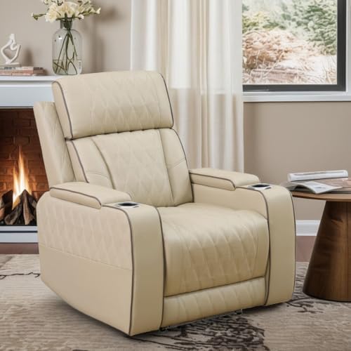 Sillón reclinable cuero Caqui miniatura 1