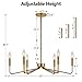 ACANER Brushed Gold Chandeliers for Dining Room, 6-Light Modern Farmhouse Chandelier, Brass Candle Style Hanging Light Fixture for Living Room Bedroom Kitchen Island