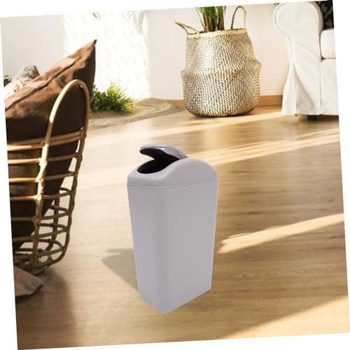 Caneca de basura rectangular con tapa abatible gris 12L miniatura 3