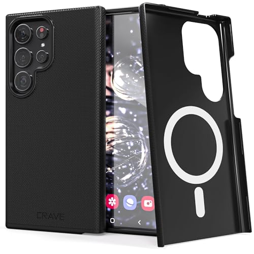 Image of Crave for Samsung Galaxy S24 Ultra Case, Compatible with MagSafe Shockproof Protection Dual Layer Case for Samsung Galaxy S24 Ultra (6.8 inch) - Black