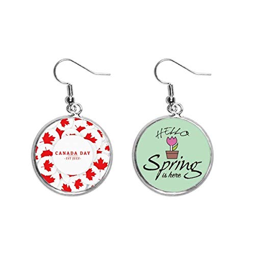 Pendientes de Canada con feliz dia de Canada y hoja de maple para regalar en julio 1