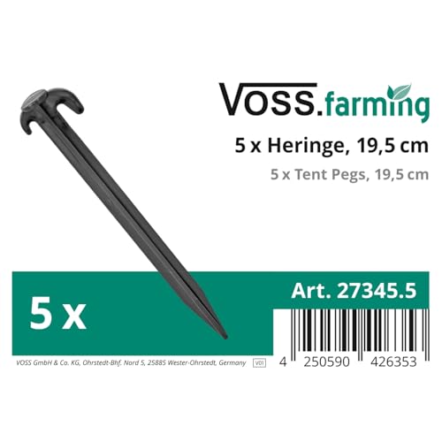 VOSS.farming 30x Kunststoff Heringe 19,5cm schwarz Doppelhaken Bodenanker Camping Zelt