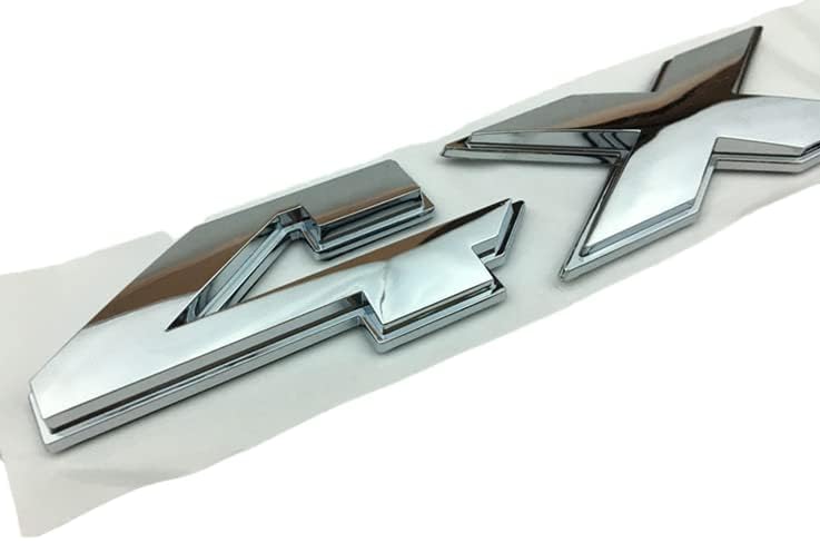 Image of 2X 4x4 Glossy Emblem 3D Zinc Alloy Chrome Decals Nameplate Fit 2019-2020 for Universal 1500 2500 3500 with All /SUV /Pickup Models (Silver)