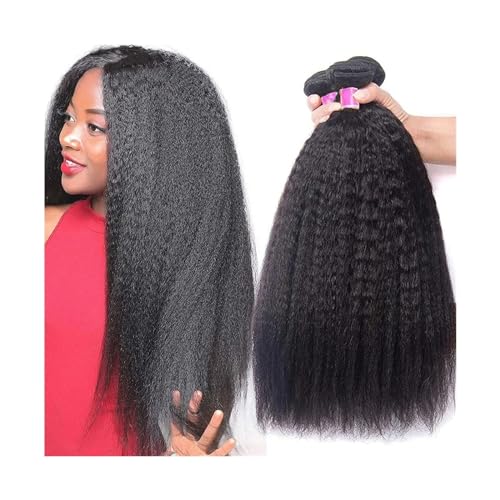 Paquetes de cabello humano rizado rizado paquetes de cabello trenzado para mujeres negras, 1/3/4 piezas Yaki paquetes de cabello humano recto color natural extensiones de cabello Remy brasileño (40 40