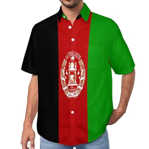 Chemise imprimée Afghanistan manches courtes coupe droite été pour adulte