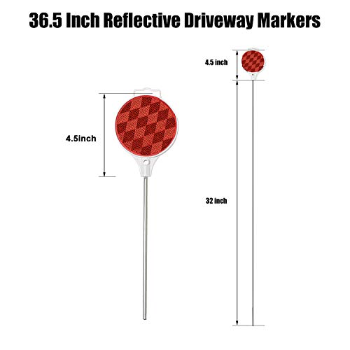 Image of CZC AUTO Red Reflective Driveway Markers 36.5-inch Double Sided Metal Post Driveway Reflectors for Easy Visibility at Night or Any Weather 16 Pack