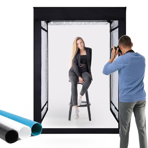 48x78x40 Large Photo Studio Light Box Photography 8 Light LED Panels Dimmable Shooting Tent with 3 Color Backdrops Continuous Lighting Softbox for Model Clothing Photography