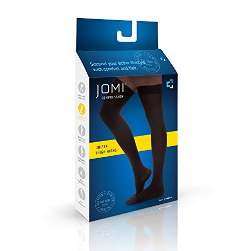 Jomi Compression Stockings For Women 20-30 Mmhg Open Toe, Made In Usa, Graduated Thigh High Compression Socks Women, Premier Opaque Support Stockings For Men, Silicone Dot Top Band, 241 (Large, Beige) #TOP4