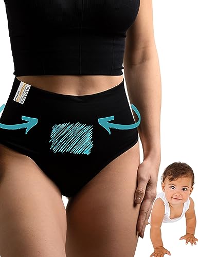 Mrs. Mum Wochenbett Unterwäsche I ÖkoTex I 1 STK. I Made in EU I kaiserschnitt Unterhose stützend, figurformend I wöchnerinnen Slips nach Geburt I bauchweg Unterhose Damen I high Waist