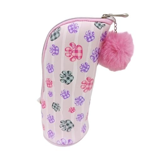 Estojo Escolar Daterra Neoprene Vertical Patinhas Rosa