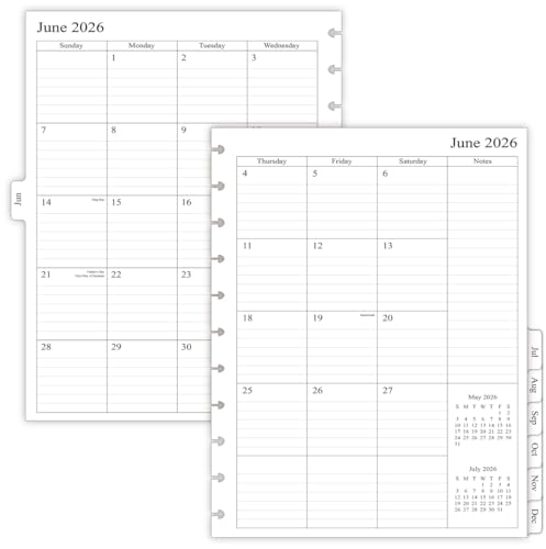 newestor 2026-2027 Monthly Planner Refill for 11-Discbound Notebooks, Jun 2026 to Dec 2027, Two Pages Per Month, Letter Size, 8-1/2' x 11'