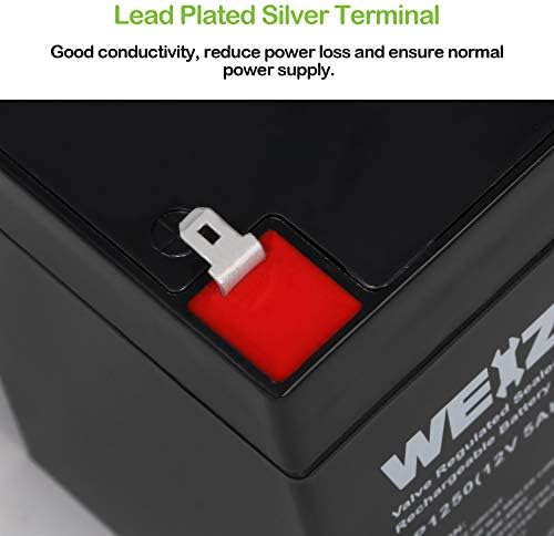 Weize 12V 5 Amp Battery For 12 Volt 4AH 4.5AH 5AH Lead Acid Rechargeable Replacement - 2 Pack