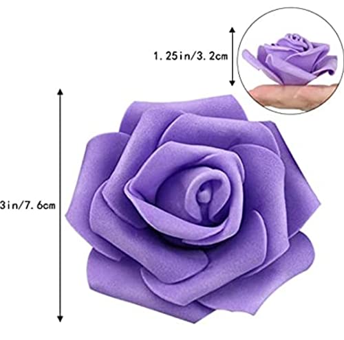 Image of VRB Dec 24 pcs Rose Artificial Flowers for Decoration,Artificial Flower,Flower for Hair Styling,Flower for Pooja, for Home Decor,Diwali. (24pcs - Violet Big Foam Rose)