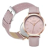 Valence Small Wrist Leather Band Watch for Women, Comfortable Size, Genuine Leather Easy Read Watch, Easy Reader with Japanese Movement, Grear Gift for Big Event