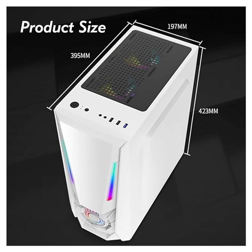 Gabinete de computadora XLTFUC Mid Tower M-ATX, MINI-ITX, panel lateral de vidrio templado, panel frontal de rejilla blanco miniatura 7