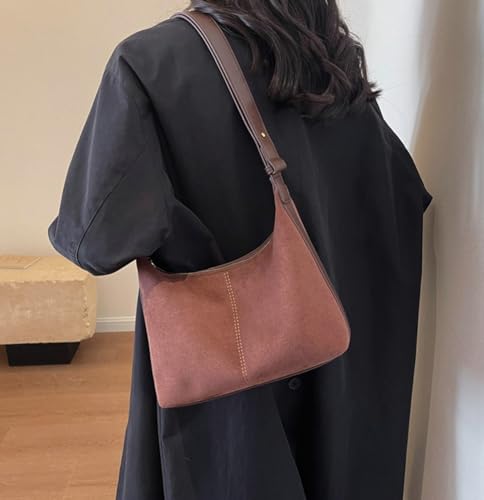 Image of Chic Hobo Bags for Women Suede Sling Bags for Women Slouchy Shoulder Bag Crossbody Purses Handbags for Everyday Wear