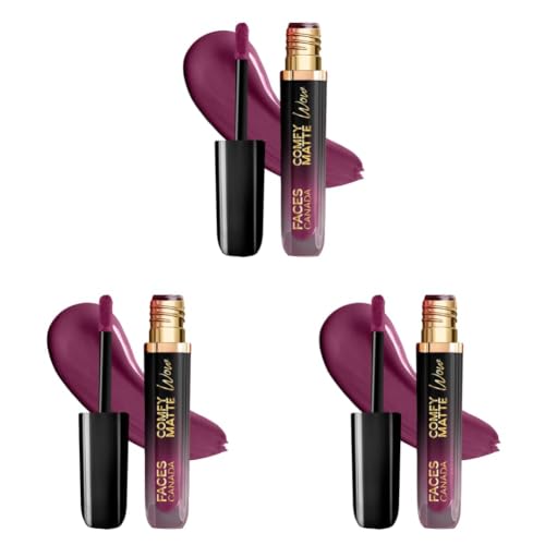 Image of FACES CANADA Comfy Matte Wow Liquid Lipstick - Orchid Opulence 10 (Plum) 3.8ml | One Swipe Application | Highly Pigmented | Comfortable Wear | Glides Smoothly | Long Lasting | Transferproof, Smudgeproof & Waterproof