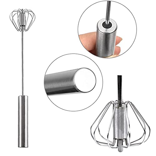 2 Fruste Per Le Uova, Frusta a Spinta Manuale Semiautomatica In Acciaio Inossidabile Multifunzionale, Frusta Per Il Latte, Frusta Rotante Per Utensili Da Cucina (12 Pollici + 10 Pollici) - immagine 3