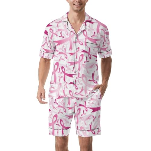 Men's Printed Pajamas Sets Short Sleeve Sleepwear Loungewear Pajamas Button Down Soft Pj Sets