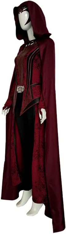 Kuberas Wanda Maximoff Costume Scarlet Witch Cosplay Costume Hooded Cloak Scarlet Witch Headpiece Halloween Outfits