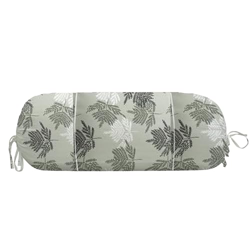 Image of Trance Home Linen 100% Cotton 16x32 inch 200TC Pipe-in Bolster Cover | Bolster Pillow Cover to fit 24 inch Length 9 inch Dia | Pack of 2 Bolster Cover only (16x32 inch, Ferns Paradise Green)